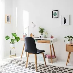 Mørteens Schreibtisch Lewin - Eiche teilmassiv - Weiß / Eiche -Büromöbel Verkaufsgeschäft 1000008545 190618 10011400002 MOOD GALLERYIMAGES P000000001000008545 mood