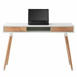 Mørteens Schreibtisch Lewin - Eiche teilmassiv - Weiß / Eiche -Büromöbel Verkaufsgeschäft 1000008545 190626 12524000002 GALLERYIMAGES P000000001000008545