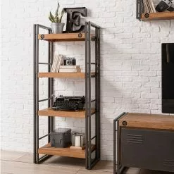 Ars manufacti Regal Manchester IV - Akazie massiv / Metall - Akazie / Anthrazit -Büromöbel Verkaufsgeschäft 1000008842 200430 15154400006 DETAILS P000000001000008842