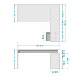 Loftscape Schreibtisch Nestor - Hochglanz Weiß/Eiche San Remo Dekor -Büromöbel Verkaufsgeschäft 1000021858 181029 09511901 GALLERYIMAGES P000000001000021858