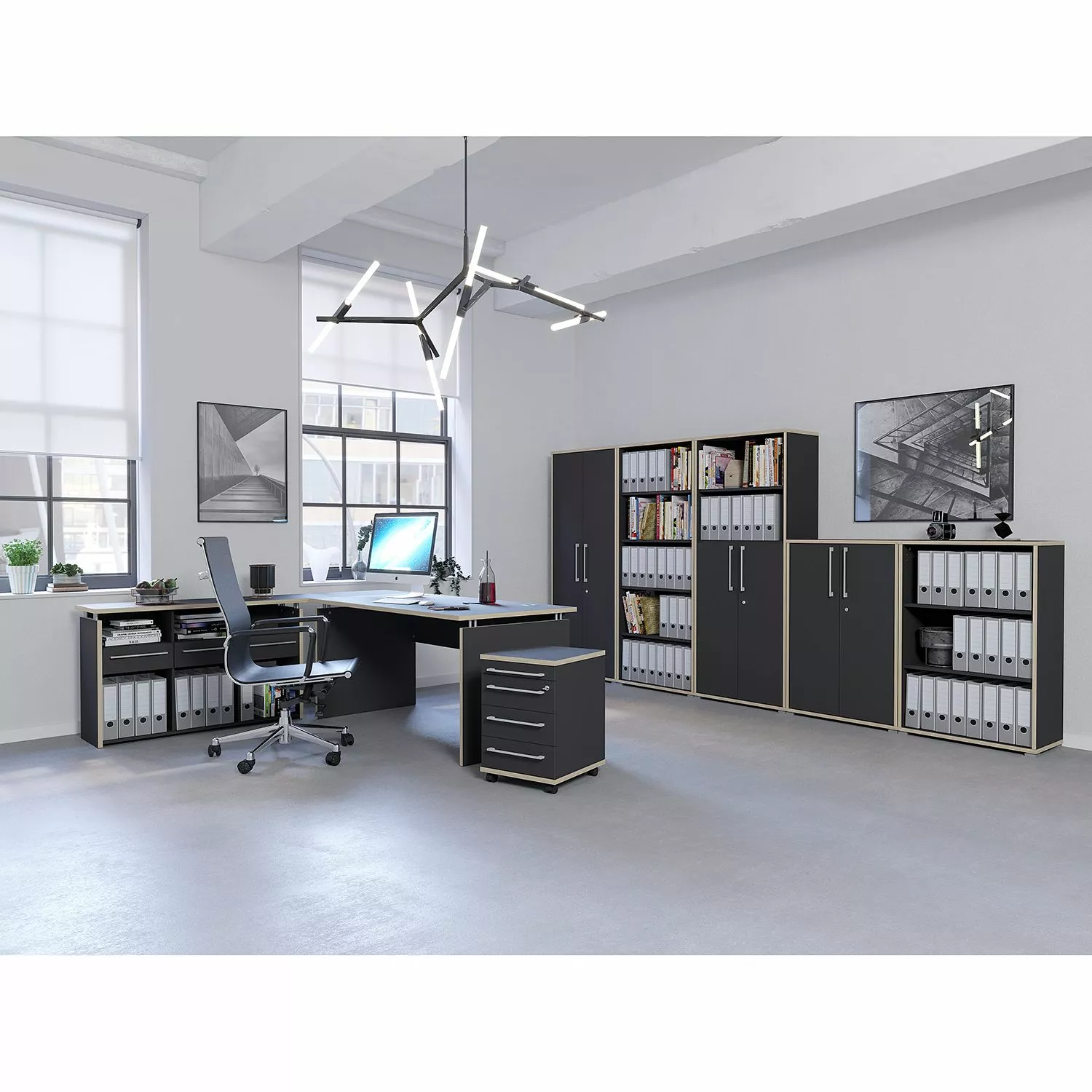 Germania Aufsatzschrank Eugene - Breite 40cm - Anthrazit/Rosales Dekor 4 Germania Aufsatzschrank Eugene - Breite 40cm - Anthrazit/Rosales Dekor – Bild 2