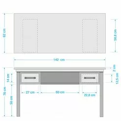 Ars manufacti Schreibtisch Hunter - Massivholz Mango / Metall - Mango / Blaugrau -Büromöbel Verkaufsgeschäft 1000050847 200616 12205500006 SKETCH DETAILS P000000001000050847 sketch