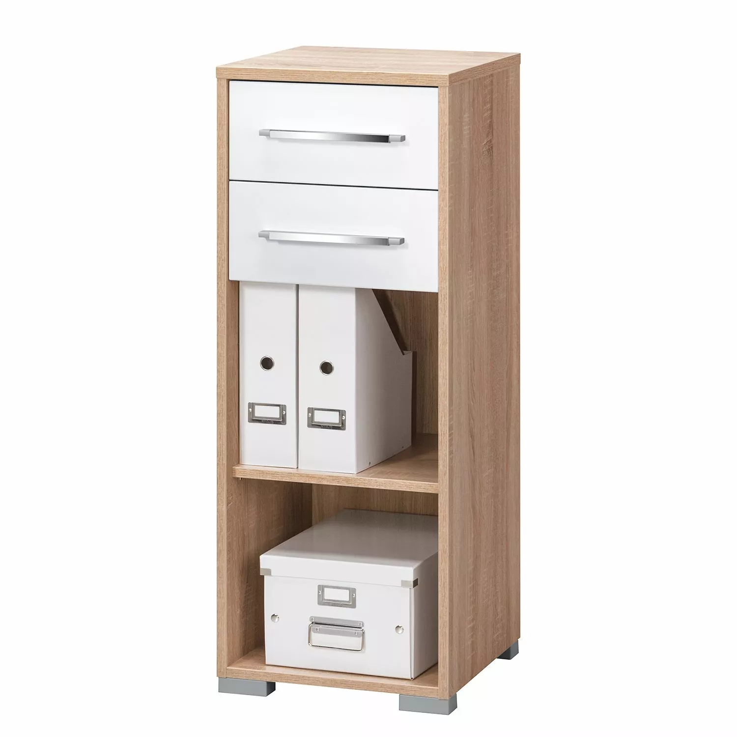 Aktenregal Merit - Eiche Sonoma Dekor / Hochglanz Weiß 4 Aktenregal Merit - Eiche Sonoma Dekor / Hochglanz Weiß – Bild 2