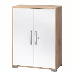 Aktenschrank Merit I - Eiche Sonoma Dekor / Hochglanz Weiß