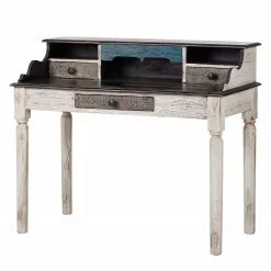 Wolf-Möbel Schreibtisch Goa White - Akazie / Mango teilmassiv - Weiß