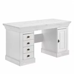 Maison Belfort Schreibtisch Bergen - Kiefer massiv - Kiefer Weiß -Büromöbel Verkaufsgeschäft 1000104280 211122 08320400287 DETAILS P000000001000104280