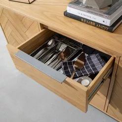 Ars manufacti Sideboard Dharai - Echtholzfurnier / Metall - Eiche / Silber -Büromöbel Verkaufsgeschäft 1000117155 180827 07154703 GALLERYIMAGES P000000001000117155