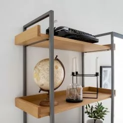 Ars manufacti Bücherregal Dharai I - Echtholzfurnier / Metall - Eiche / Silber -Büromöbel Verkaufsgeschäft 1000117164 180827 07154920 GALLERYIMAGES P000000001000117164