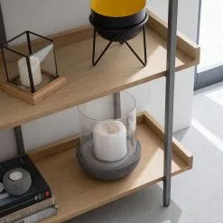 Ars manufacti Bücherregal Dharai II - Echtholzfurnier / Metall - Eiche / Silber -Büromöbel Verkaufsgeschäft 1000117167 180822 15192614 GALLERYIMAGES P000000001000117167