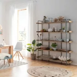 Ars manufacti Bücherregal Dharai II - Echtholzfurnier / Metall - Eiche / Silber -Büromöbel Verkaufsgeschäft 1000117167 180912 12435706 MOOD GALLERYIMAGES P000000001000117167 mood