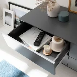 Mørteens Sideboard Lindholm V - Eiche teilmassiv - Grau / Eiche -Büromöbel Verkaufsgeschäft 1000119258 190214 13124700015 GALLERYIMAGES P000000001000119258