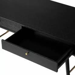 Studio Copenhagen Schreibtisch Moyo - Eiche teilmassiv / Metall - Matt Schwarz / Gold -Büromöbel Verkaufsgeschäft 1000123494 190201 08204800039 GALLERYIMAGES P000000001000123494