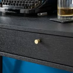 Studio Copenhagen Schreibtisch Moyo - Eiche teilmassiv / Metall - Matt Schwarz / Gold -Büromöbel Verkaufsgeschäft 1000123494 190315 15403300003 GALLERYIMAGES P000000001000123494