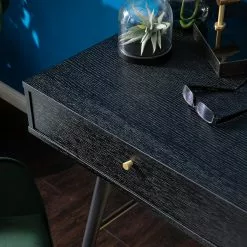 Studio Copenhagen Schreibtisch Moyo - Eiche teilmassiv / Metall - Matt Schwarz / Gold -Büromöbel Verkaufsgeschäft 1000123494 190315 15403300005 GALLERYIMAGES P000000001000123494