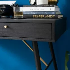 Studio Copenhagen Schreibtisch Moyo - Eiche teilmassiv / Metall - Matt Schwarz / Gold -Büromöbel Verkaufsgeschäft 1000123494 190315 15403300006 GALLERYIMAGES P000000001000123494