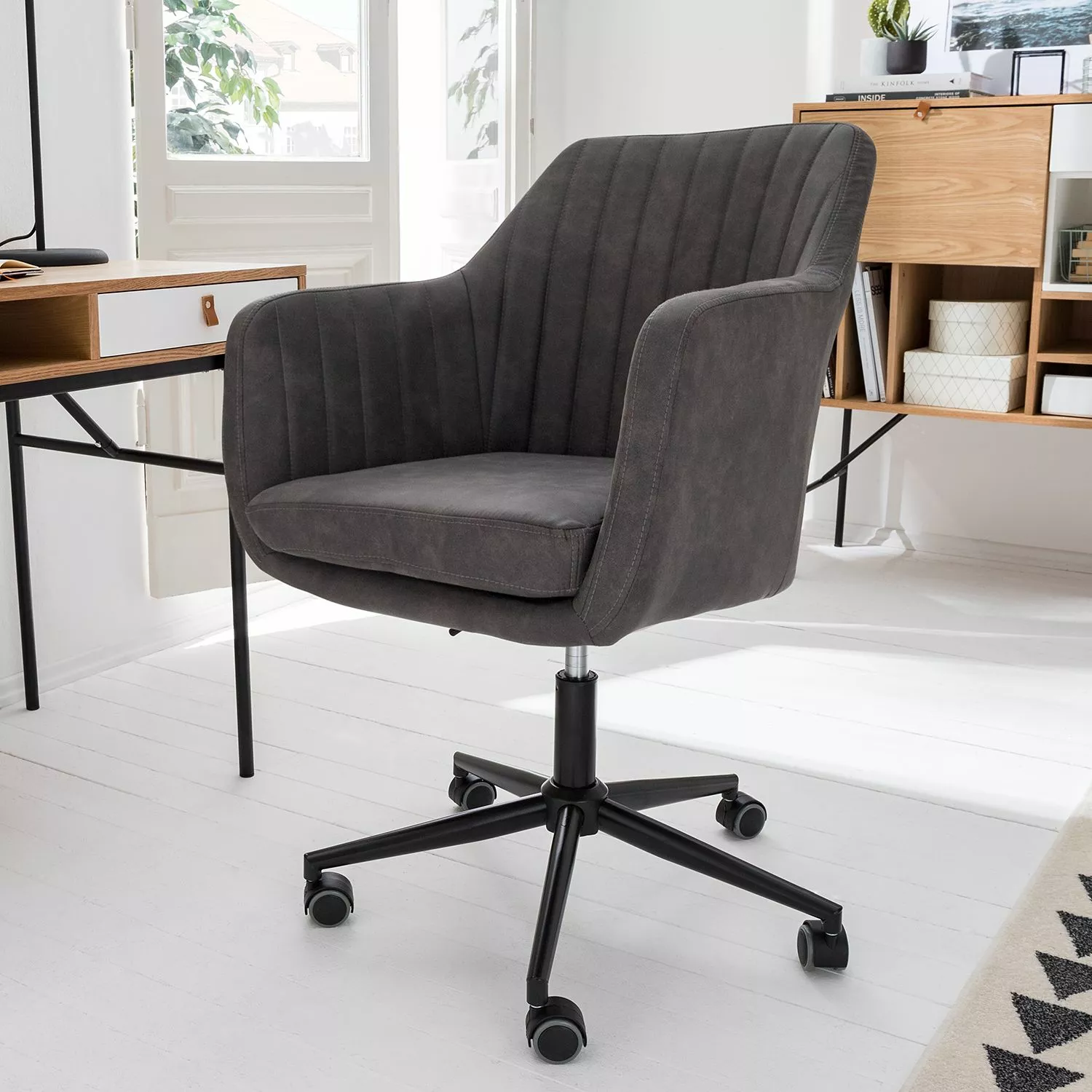 Mørteens Bürodrehstuhl Leedy - Kunstleder - Vintage Grau / Schwarz 10 Mørteens Bürodrehstuhl Leedy - Kunstleder - Vintage Grau / Schwarz – Bild 8