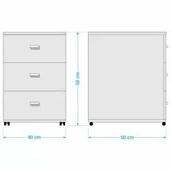 Germania Rollcontainer Lioni - Eiche Navarra Dekor / Weiß -Büromöbel Verkaufsgeschäft 1000126194 211124 0852410000503 SKETCH DETAILS P000000001000126194 sketch