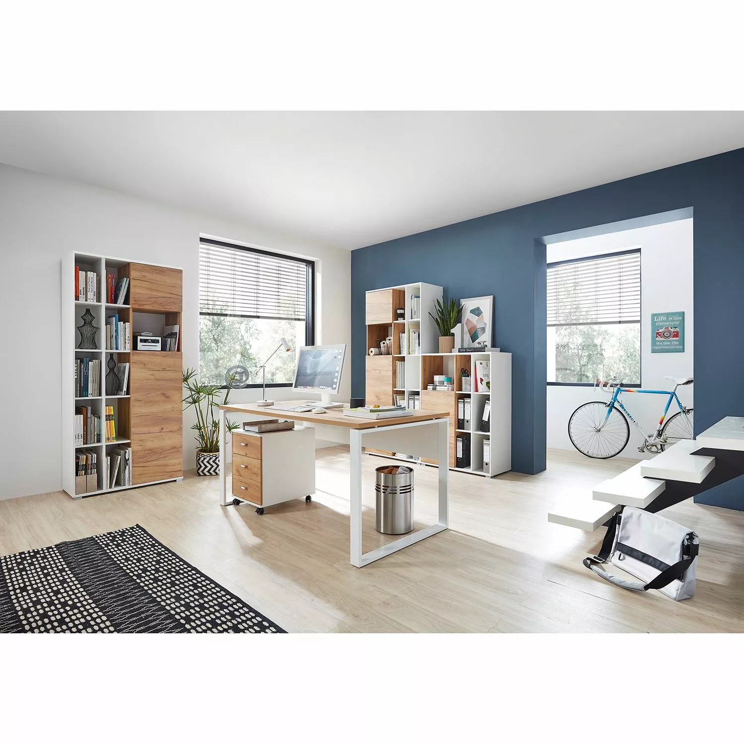 Germania Schreibtisch Lioni - Eiche Navarra Dekor / Weiß 4 Germania Schreibtisch Lioni - Eiche Navarra Dekor / Weiß – Bild 2