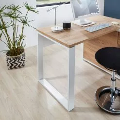 Germania Eckschreibtisch Lioni - Eiche Navarra Dekor / Weiß -Büromöbel Verkaufsgeschäft 1000126218 180716 12473929 GALLERYIMAGES P000000001000126218