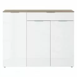 Germania Sideboard Cetano - Hochglanz Weiß / Eiche Navarra Dekor - Breite: 134 cm -Büromöbel Verkaufsgeschäft 1000126224 180727 08195133 GALLERYIMAGES P000000001000126224