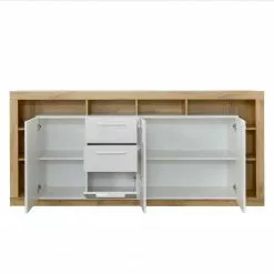 Trendteam Sideboard Rock II - Hochglanz Weiß / Wotan Eiche Dekor -Büromöbel Verkaufsgeschäft 1000128162 180905 10043745 GALLERYIMAGES P000000001000128162