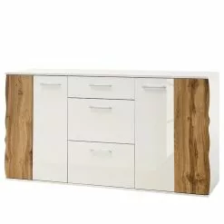 Loftscape Sideboard Vantaa - Hochglanz Weiß / Eiche Dekor