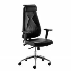 Mayer Sitzmöbel Bürodrehstuhl Lakota - Echtleder / Aluminium - Schwarz / Chrom -Büromöbel Verkaufsgeschäft 1000133111 180919 09515019 GALLERYIMAGES P000000001000133111