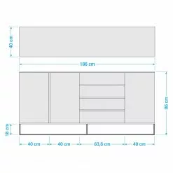 Fredriks Sideboard Zaddy I - Weiß / Schwarz -Büromöbel Verkaufsgeschäft 1000134689 190925 15560700003 SKETCH DETAILS P000000001000134689 sketch
