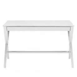 Norrwood Schreibtisch Calise - Gummibaum teilmassiv - Weiß