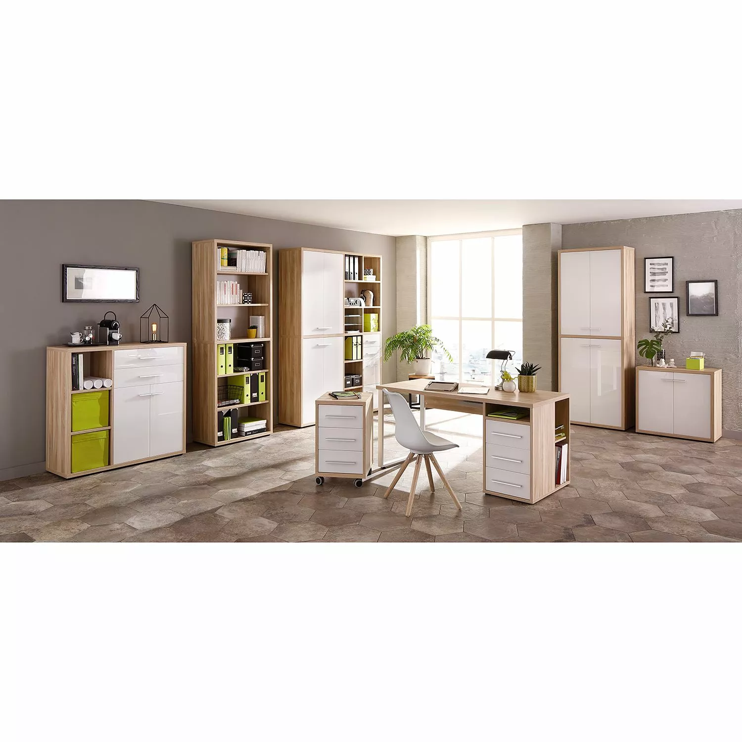 Maja Möbel Aktenschrank Set Plus III - Farbe - Weiß / Eiche Dekor 5 Maja Möbel Aktenschrank Set Plus III - Farbe - Weiß / Eiche Dekor – Bild 3