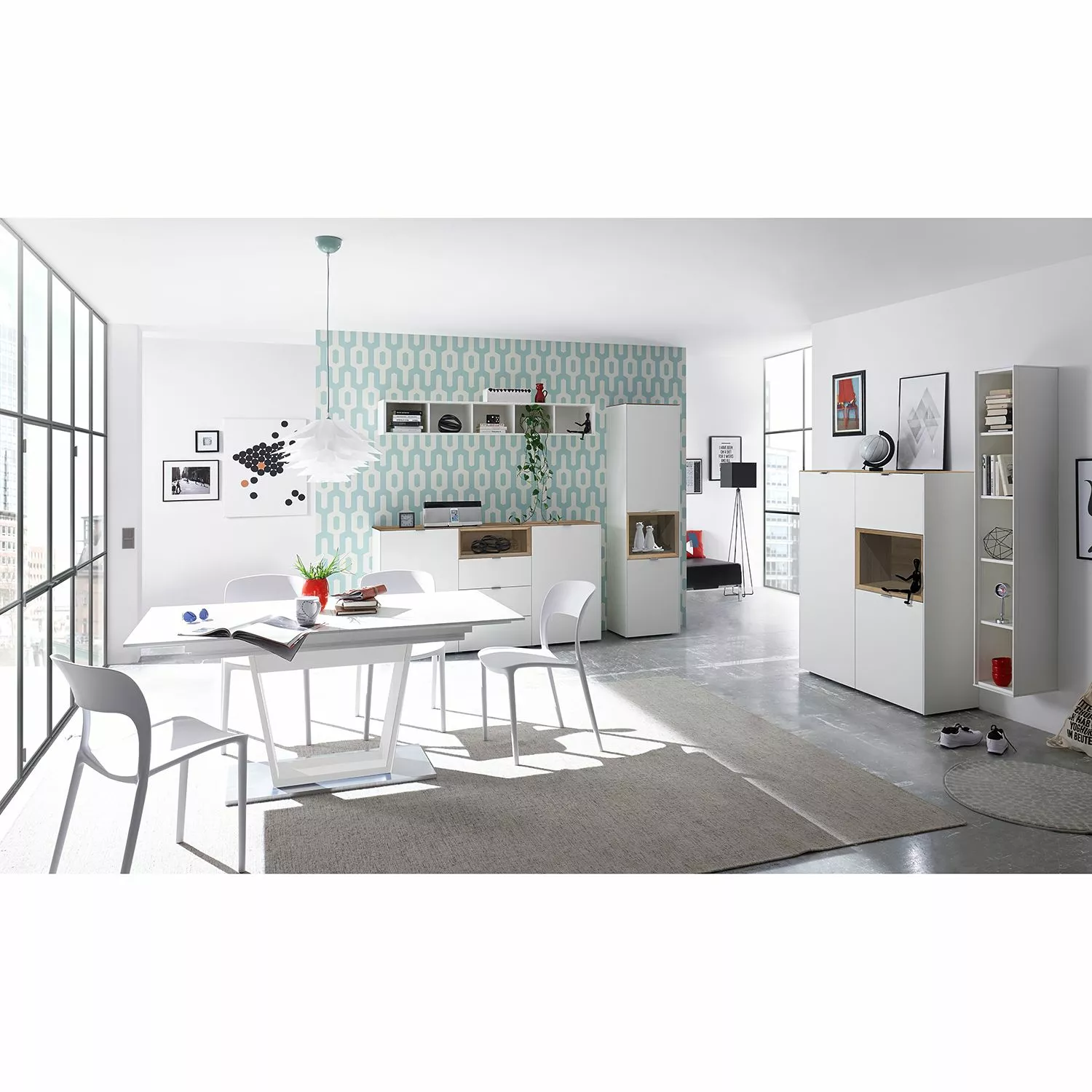 Loftscape Sideboard Batchelor II - Weiß / Eiche Dekor 4 Loftscape Sideboard Batchelor II - Weiß / Eiche Dekor – Bild 2