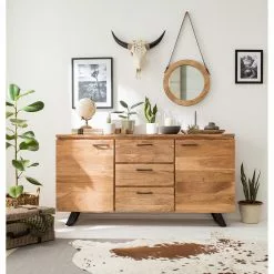 Ars Natura Sideboard Vardo - Akazie massiv / Metall - Akazie / Schwarz -Büromöbel Verkaufsgeschäft 1000166791 191030 08503100002 MOOD DETAILS P000000001000166791 mood