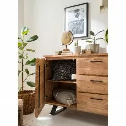 Ars Natura Sideboard Vardo - Akazie massiv / Metall - Akazie / Schwarz -Büromöbel Verkaufsgeschäft 1000166791 191030 08503100006 MOOD DETAILS P000000001000166791 mood