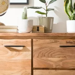 Ars Natura Sideboard Vardo - Akazie massiv / Metall - Akazie / Schwarz -Büromöbel Verkaufsgeschäft 1000166791 191030 08503100008 DETAILS P000000001000166791