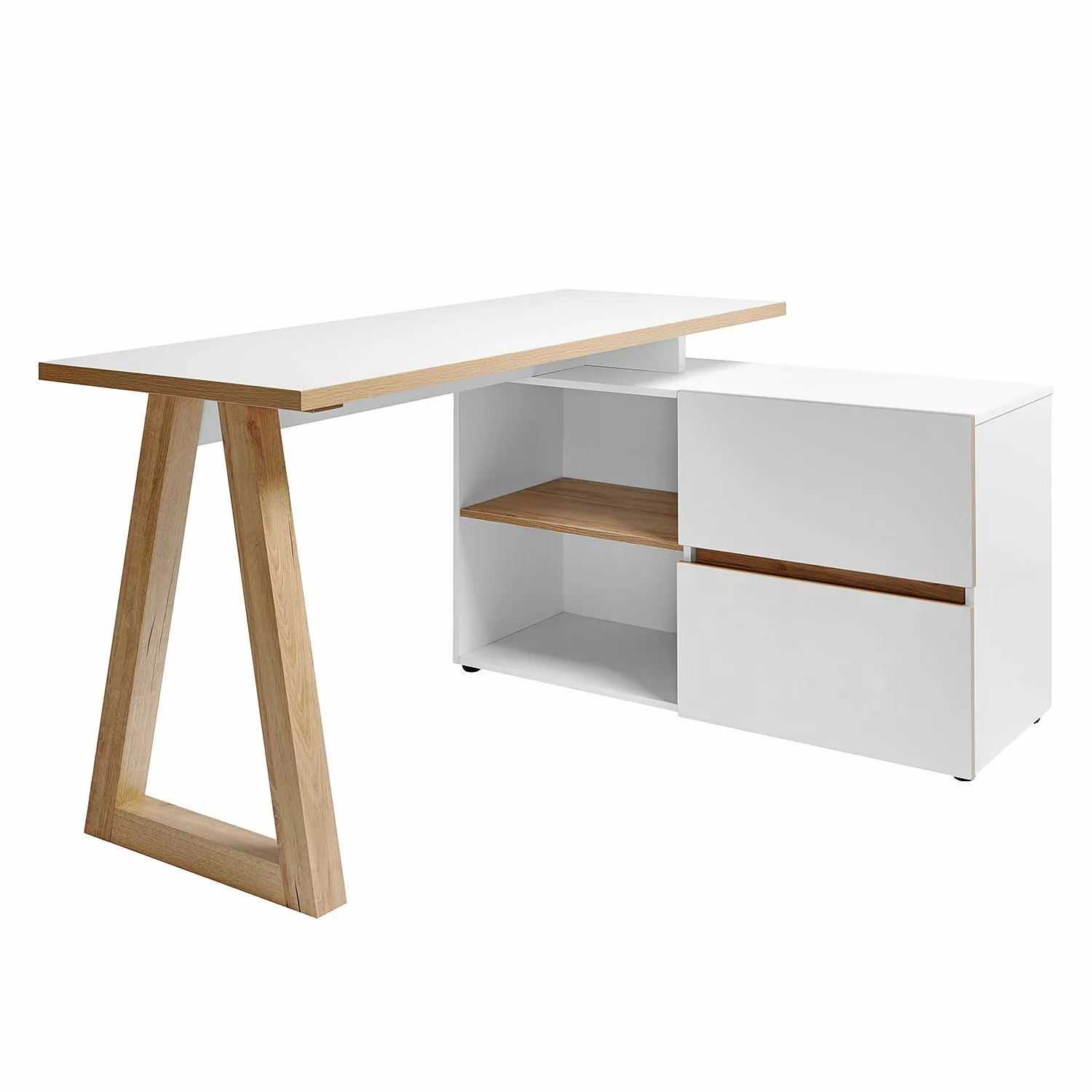 Jahnke Schreibtisch CLUB C 145 E - Weiß / Kerneiche Dekor 6 Jahnke Schreibtisch CLUB C 145 E - Weiß / Kerneiche Dekor – Bild 4