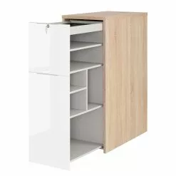 Maja Möbel Container eDJUST II - Hochglanz Weiß / Eiche Riviera Dekor -Büromöbel Verkaufsgeschäft 1000170532 190423 11481600026 GALLERYIMAGES P000000001000170532