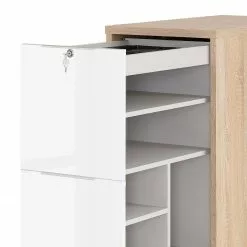 Maja Möbel Container eDJUST II - Hochglanz Weiß / Eiche Riviera Dekor -Büromöbel Verkaufsgeschäft 1000170532 190423 11481600029 GALLERYIMAGES P000000001000170532