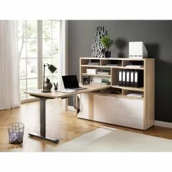 Maja Möbel Aktenregal eDJUST - Hochglanz Weiß / Eiche Sonoma Dekor - Schublade rechts -Büromöbel Verkaufsgeschäft 1000170555 190513 15362600019 MOOD GALLERYIMAGES P000000001000170555 mood