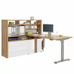 Maja Möbel Schreibtisch eDJUST II - Eiche Riviera Dekor / Platingrau -Büromöbel Verkaufsgeschäft 1000170563 190423 11483100228 GALLERYIMAGES P000000001000170563