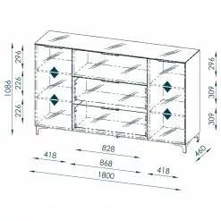 Maja Möbel Sideboard Shino IV - Glas Weiß / Eiche Riviera Dekor -Büromöbel Verkaufsgeschäft 1000170611 190418 12393400081 GALLERYIMAGES P000000001000170611