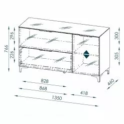 Maja Möbel Sideboard Shino I - Glas Weiß / Eiche Riviera Dekor -Büromöbel Verkaufsgeschäft 1000170620 190418 12393800119 GALLERYIMAGES P000000001000170620