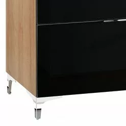 Maja Möbel Sideboard Shino II - Glas Schwarz / Eiche Riviera Dekor -Büromöbel Verkaufsgeschäft 1000170639 190418 12394200178 GALLERYIMAGES P000000001000170639