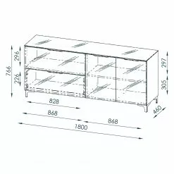 Maja Möbel Sideboard Shino II - Glas Schwarz / Eiche Riviera Dekor -Büromöbel Verkaufsgeschäft 1000170639 190418 12413600001 GALLERYIMAGES P000000001000170639