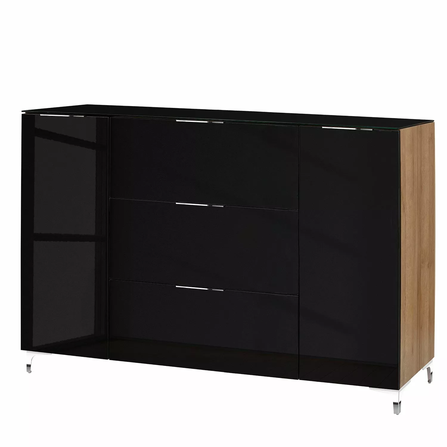 Maja Möbel Sideboard Shino IV - Glas Schwarz / Eiche Riviera Dekor 3 Maja Möbel Sideboard Shino IV - Glas Schwarz / Eiche Riviera Dekor