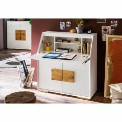 Loftscape Sekretär Deanes - Risseiche teilmassiv - Weiß / Risseiche -Büromöbel Verkaufsgeschäft 1000170727 190410 10392200017 MOOD GALLERYIMAGES P000000001000170727 mood