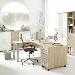 Maja Möbel Eckschreibtisch Marrara - Eiche Sonoma Dekor - Ecke davorstehend links -Büromöbel Verkaufsgeschäft 1000172787 190510 08430500062 MOOD GALLERYIMAGES P000000001000172787 mood