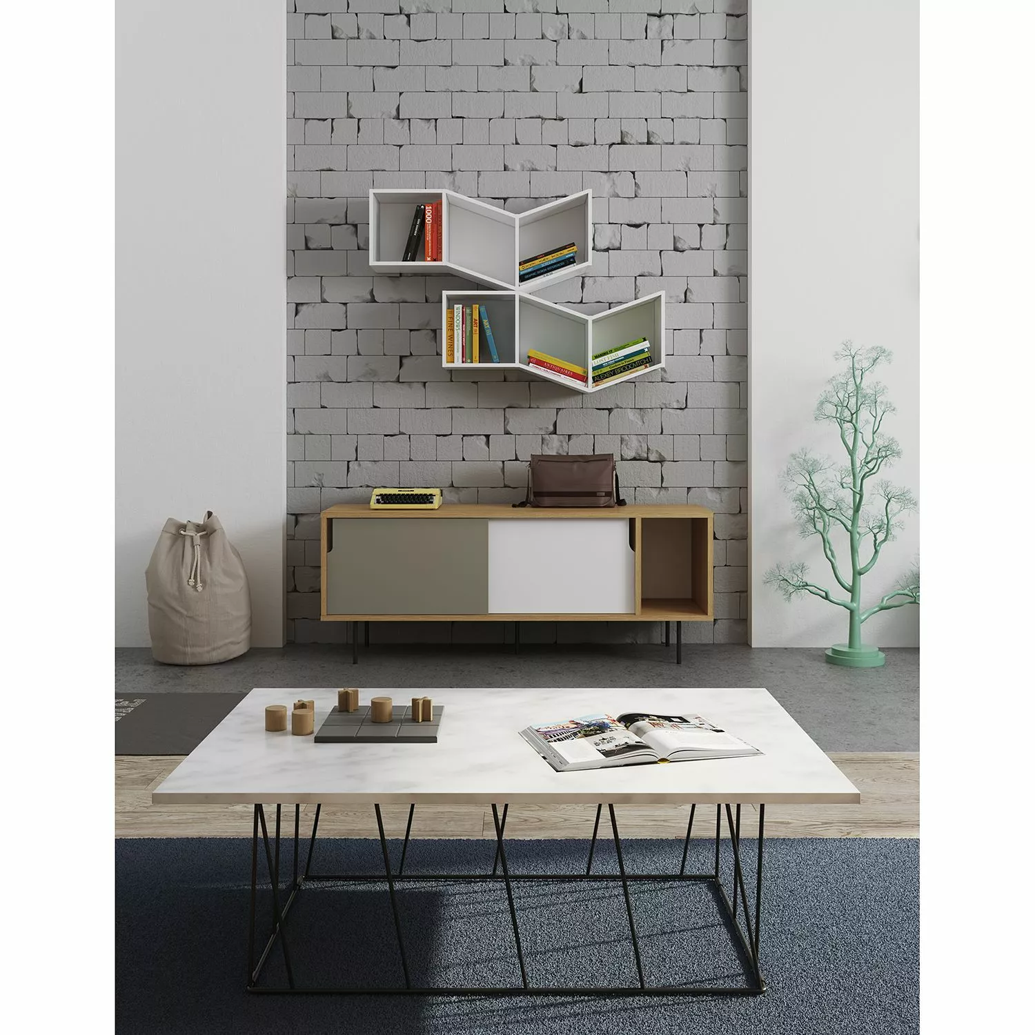 Temahome Sideboard Noa II - Weiß / Steingrau - Eiche 4 Temahome Sideboard Noa II - Weiß / Steingrau - Eiche – Bild 2