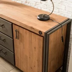 Ars manufacti Sideboard Manchester IV - Akazie massiv / Metall - Akazie / Anthrazit -Büromöbel Verkaufsgeschäft 1000176686 200320 14040100006 DETAILS P000000001000176686