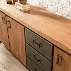 Ars manufacti Sideboard Manchester IV - Akazie massiv / Metall - Akazie / Anthrazit -Büromöbel Verkaufsgeschäft 1000176686 200320 14040100007 DETAILS P000000001000176686