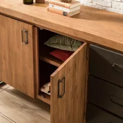 Ars manufacti Sideboard Manchester IV - Akazie massiv / Metall - Akazie / Anthrazit -Büromöbel Verkaufsgeschäft 1000176686 200320 14040300010 DETAILS P000000001000176686